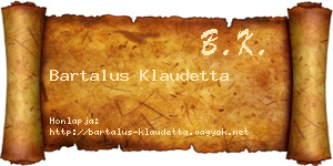 Bartalus Klaudetta névjegykártya